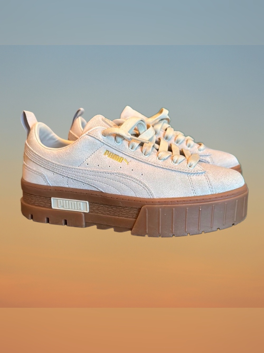 Puma Platform Sneakers in Light Beige and Gum Brown